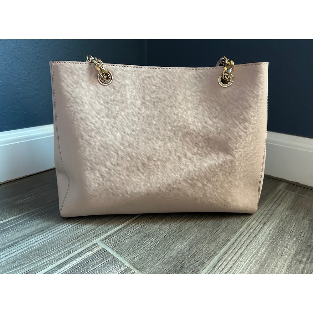 Michael Kors Susannah Large Saffiano Leather Shoulder Bag Tote Purse Gold Blush - Picture 5 of 11